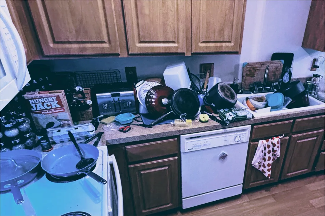 Sink-side counters, cleared and wiped, before